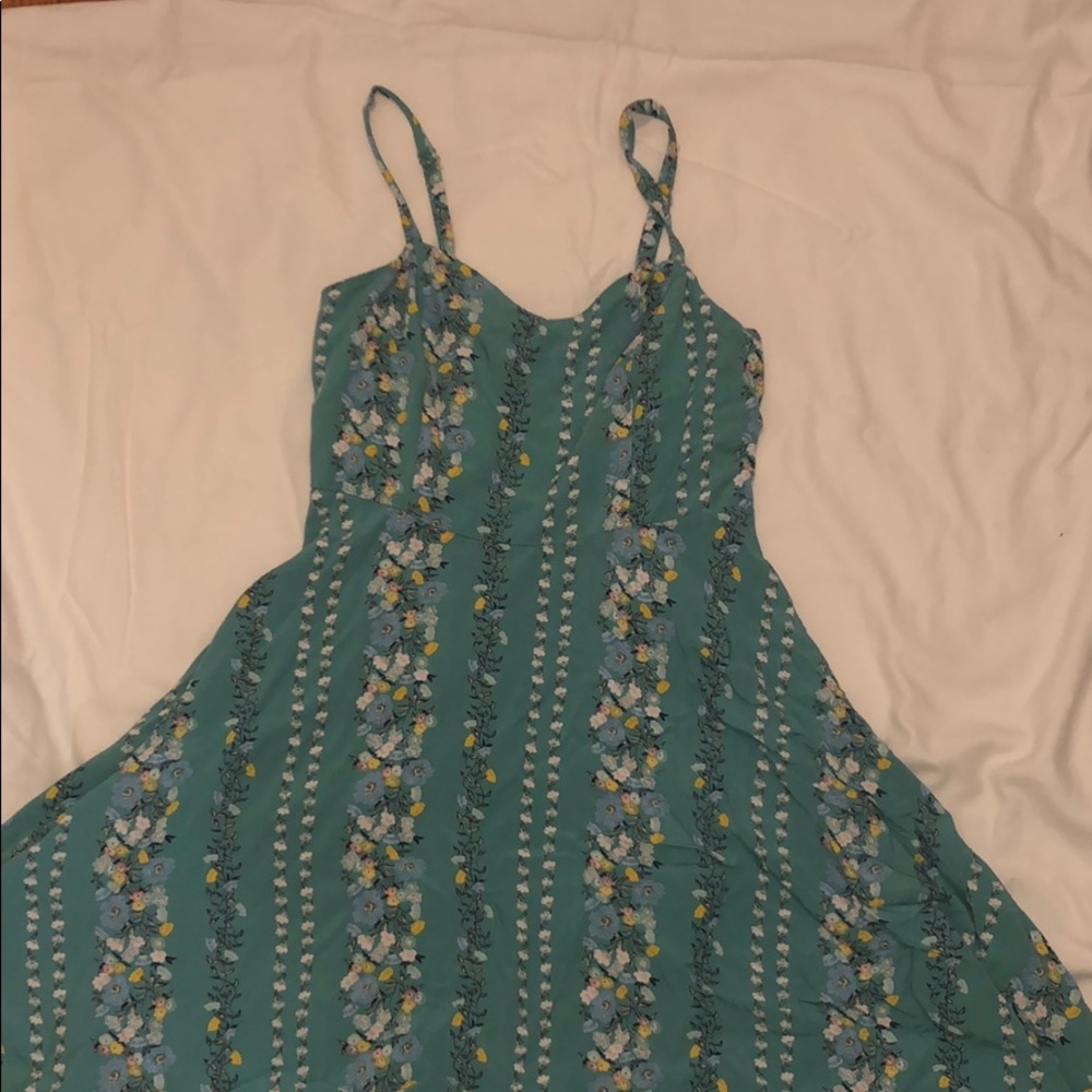 Old Navy Teal//Green Tropical Print Dress